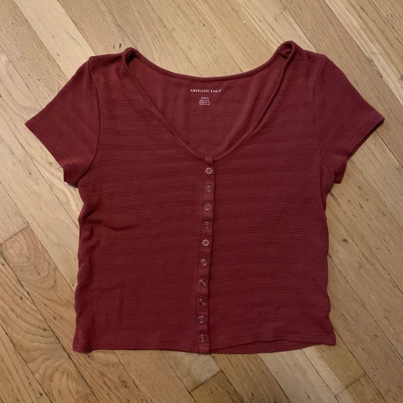 Red Crop Top with Texture - Picture 1 of 2